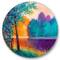 Designart - Colorful River Between The Trees During Twilight - Traditional Metal Circle Wall Art
